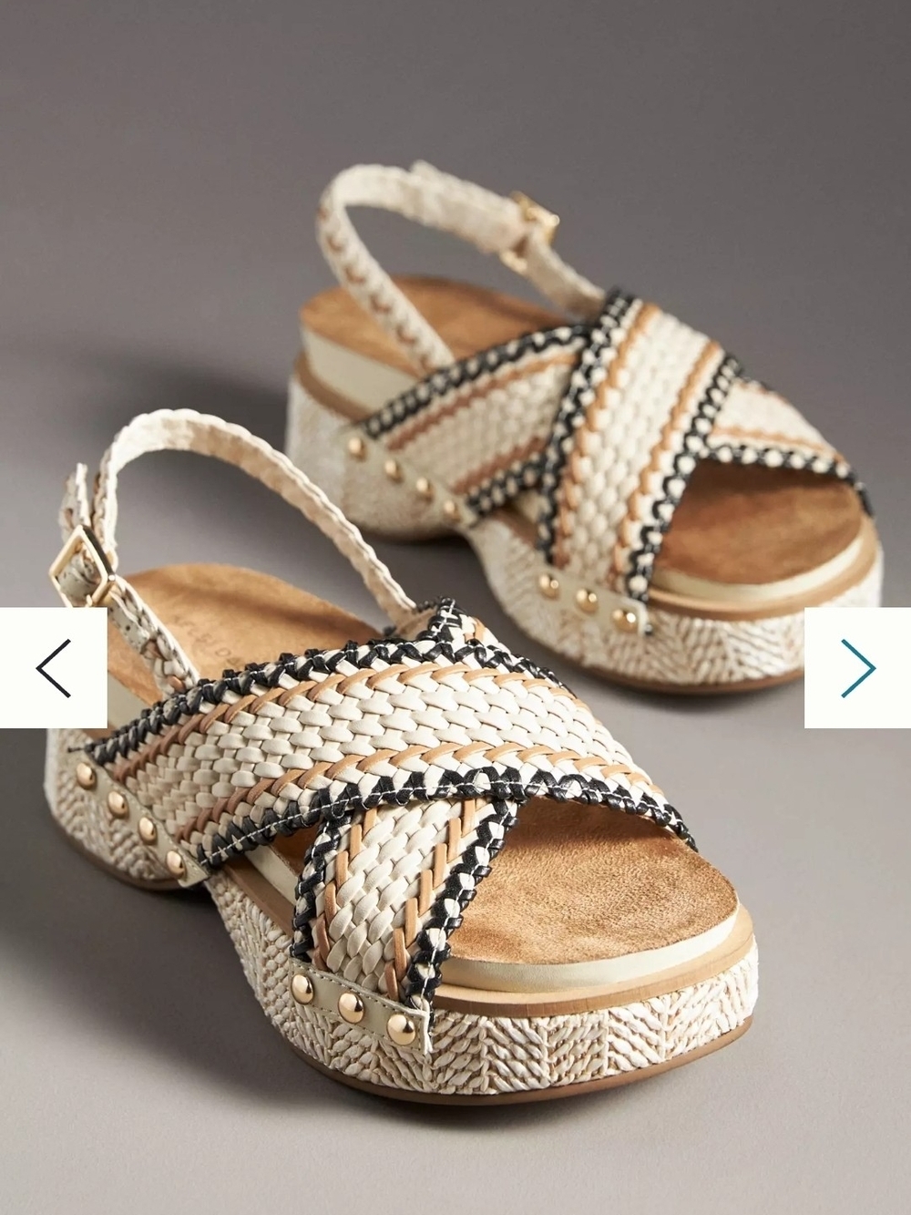NEW! Anthropologie + Kelsi Dagger Woven Platform Sandals Cream, Tan & Black,NWT